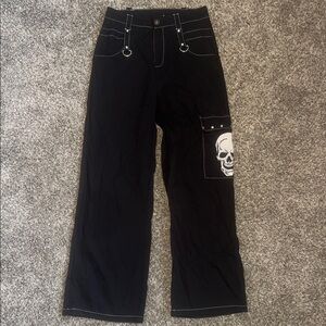 Black Pants with Skull Design